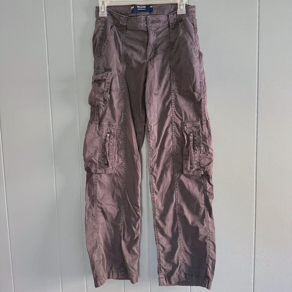 Hollister Low-Rise Baggyā Cargo Pants 00R Y2K Indie Vanguard Slate Blue Gray